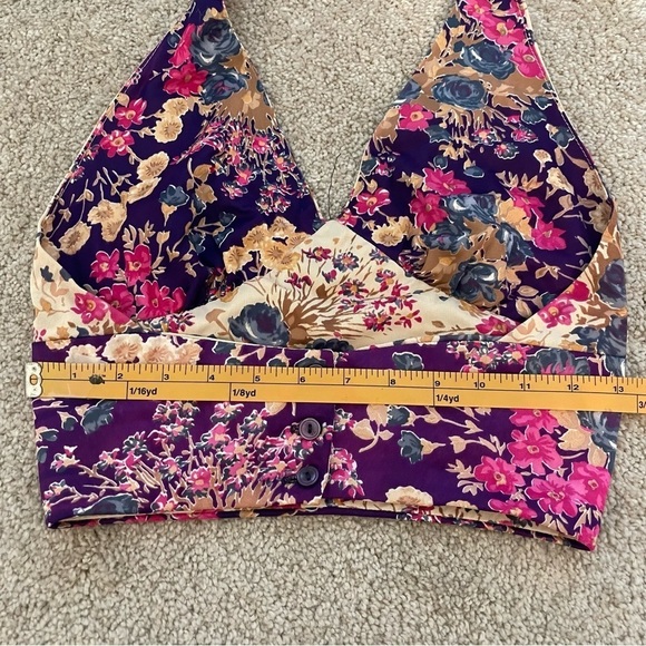 HALTER Floral Colorful Reversible Crop Top - Picture 11 of 12